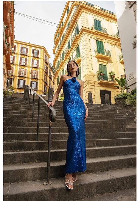 Abito in pailettes con rosa sul davanti VALENTINA RIO | Abito | V175401